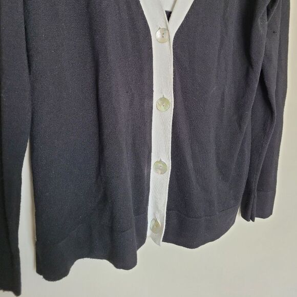 Debra DeRoo Cardigan Black White Striped Super Soft Preppy Academia Size Small - Picture 3 of 11